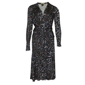 Issa Long Sleeve Wrap Dress in Black Print Silk